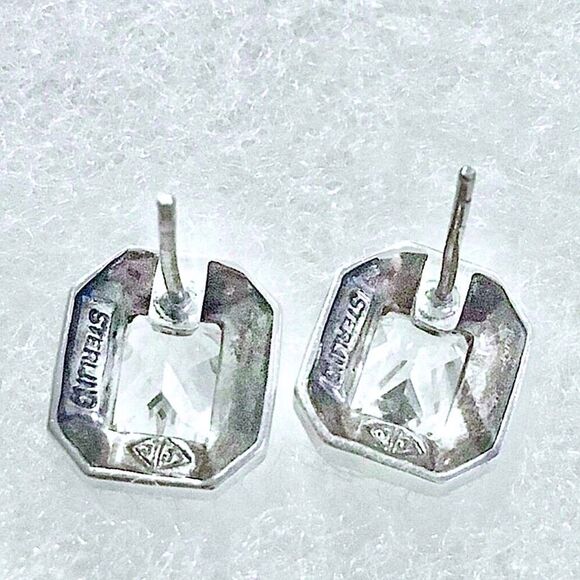 JUDITH JACK Sterling Silver Marcasite Faceted CZ Vintage Earrings - Picture 4 of 9